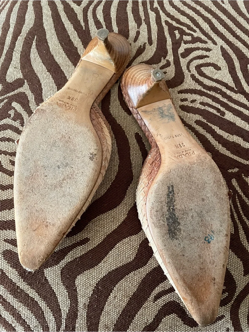 Prada Woven Leather Pointed Mules - Picture 3 of 3